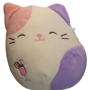 Squishmallow 8" Carlota Calico Kitty Cat Pink & Purple Plush Summer Squad